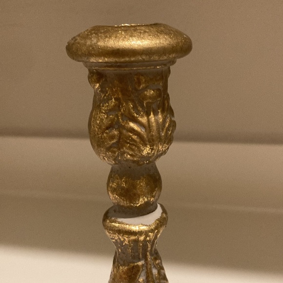 Gold & Gray Ornate Metal Candle Holder Set Of Two - Picture 5 of 11